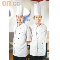 來自新加坡的韓勝豐(左)及賴育祥師傅把秘製的地道星馬菜餚獻給每一位食客,他們更會長駐香港店監製出品。