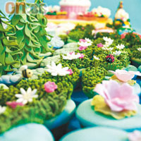 格林童話《糖果屋》，一花一草都以藝術霜飾Cupcake製成。