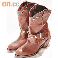 深啡色窩釘 Cowboy Boots$200 （d）