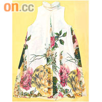 Dolly Lu Lu企領白色See Through大花圖案連身裙$704 （b）