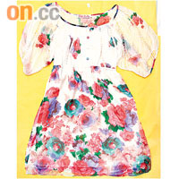 Dolly Lu Lu白色See Through彩花圖案連身裙$576 （b）