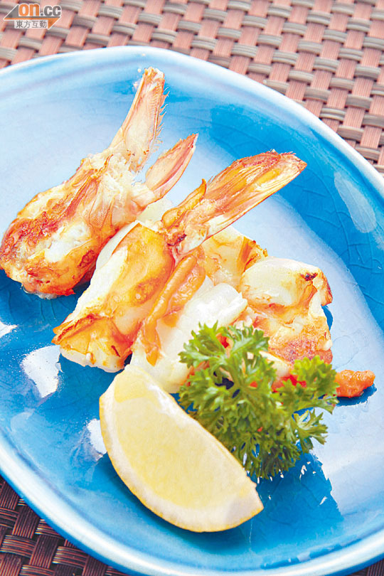 鐵板大蝦$140/隻來自日本的刺身級車海老，即花竹蝦，入口爽口而鮮甜，放鐵板上燒製更顯惹味，口感自然更佳。