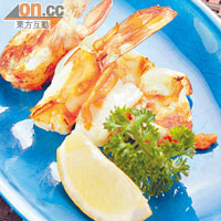 鐵板大蝦$140/隻來自日本的刺身級車海老，即花竹蝦，入口爽口而鮮甜，放鐵板上燒製更顯惹味，口感自然更佳。