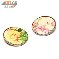 花花圖案圓形襟針原價$125/件、開倉價$20/件