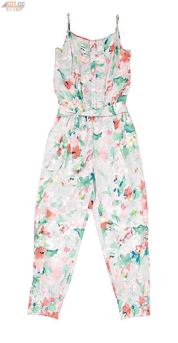 Max & Co粉綠色印花吊帶Jumpsuit $3,180（c）