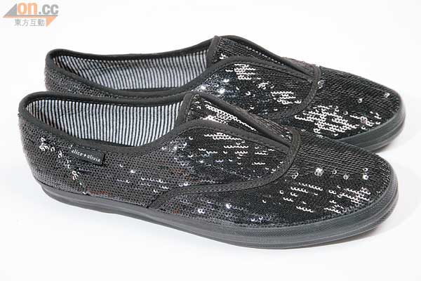 Keds × Alice + Olivia黑色珠片布鞋（鞋側車上合作版字樣。）$699（c）