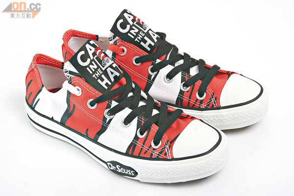 Chuck Taylor All Star OX × Dr. Seuss《Cat in the Hat》橙紅×白色布鞋 $479（a）