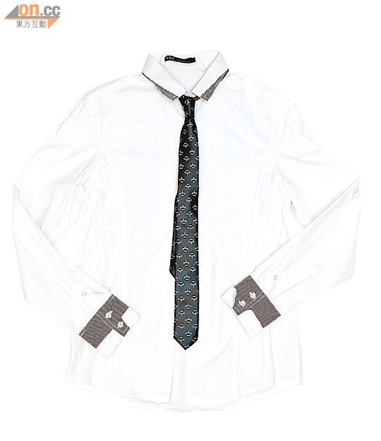 G&S白色恤衫 $280     黑色皇冠圖案領帶 $150