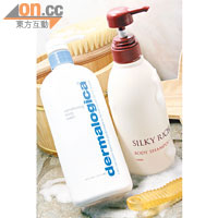 （左）dermalogica SPA 美體修護浴露 $408（F）（右）Orbis Body Shampoo 沐浴露 $99 （G）