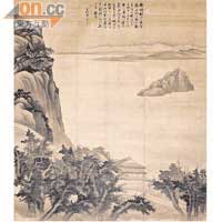 龔賢的《岳陽樓圖》，採取俯視的角度，描繪了岳陽樓、洞庭湖月光下的動人景致。