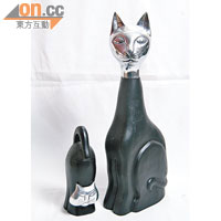 貓咪實木×鋁合金屬擺設，貓癡必搶。6吋細貓$150/件、16吋大貓$280/件