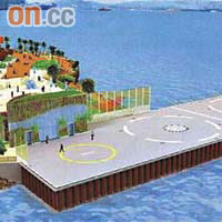 政府直升機坪會有海浪狀的隔音屏障，令建築物與海濱融為一體。