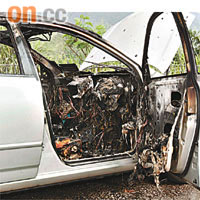疑涉上水斬人案私家車被人縱火焚毀。