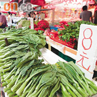 本地菜受颱風影響漲價，但有內地蔬菜供應平衡價錢。