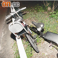 肇事的摺合式單車撞至座位亦飛甩。