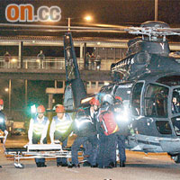 ○七年新田公路的綠巴車禍，警方需要動用直升機作公路救援。	資料圖片