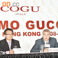 Cosimo Ludolf Gucci（右）去年在港開記者會，宣布「COGU」登陸香港。	資料圖片