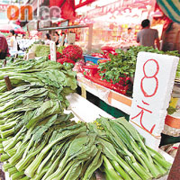 大部分在市面上買到的蔬菜都來自內地供港菜場。資料圖片