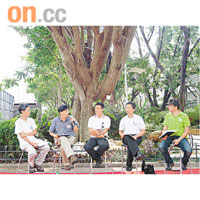 專家及立會議員昨在維園古樹刺桐下舉行樹木保育論壇。