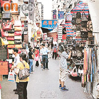 女人街昨行人稀疏，明顯較往時冷清。