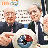 Raviola（左）及Wiesel教授呼籲家長關注幼童的視力健康。