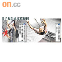 男子爬渠返家模擬圖