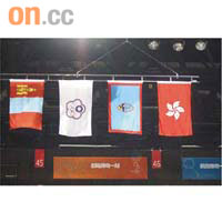 紅磡體育館懸掛的關島旗（中）底色較淺。	體育組攝