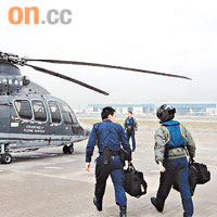 政府飛行服務隊首次派出直升機參與搜捕黑工。	政府新聞處提供
