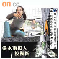 婦人在住所露台用通渠水通渠，疑通渠水弄穿喉管灑落街。