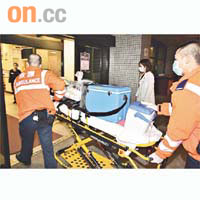 醫護人員昨忙於穿梭各醫院，運送兩名病人死後捐出的器官。