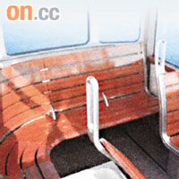 電車公司計劃翻新車廂的設計，包括安裝新座位。	設計圖片