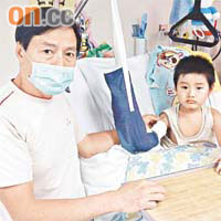 勇仔經過多次手術後，傷勢漸見好轉，正待安排接受物理治療，改善手部活動能力。