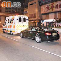 太子道<br>一輛救護車往接病人時，被私家車撞車尾。