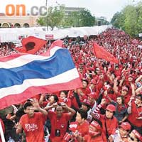 數以百萬計紅衫軍再度示威，令泰國局勢再度緊張。	資料圖片