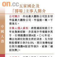五家國企及「撐場」主事人簡介