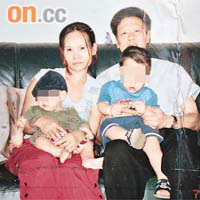 被告陳港業與泰籍妻子和兩名兒子舊日的全家福合照。 (資料圖片）