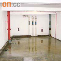 安裝電滲透防水系統前，暴雨後「空格」積水問題嚴重。