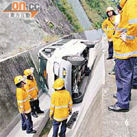 肇事漁護署客貨車墮引水道。