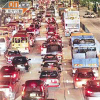 窩打老道受企跳封路影響大塞車。