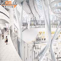 透光<br>車站大堂採用大量雙層玻璃，廣納日光。 模擬圖片