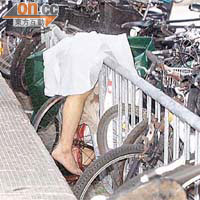 跳樓青年跌在地下單車停泊處慘死，屍掛欄杆。