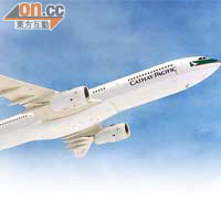 圖為與事故同型號國泰A330-300空中巴士。	（資料圖片）