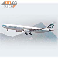 國泰共有三十一架A330-300空中巴士。(資料圖片)