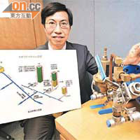 水務署總工程師麥成章展示減壓閥。