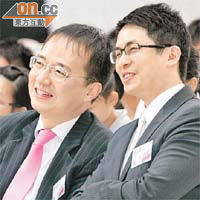王征（左）與亞視執行董事盛品儒昨日同出席亞視節目的活動。