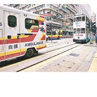 肇事白車及電車停在路中調查。