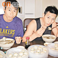 方誠義（左）同潘志豪食咗4日南韓餐，唔知對特訓有冇幫助呢？