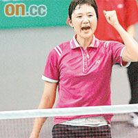 港隊老將王晨勇闖女單4強，賽後表現雀躍。