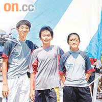 郭彥恆（左起）、朱兆南及陳思霖希望將帆船運動介紹給更多人認識。