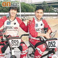 香港BMX孖寶韓理強（左）及王史提芬對奪金充滿信心。